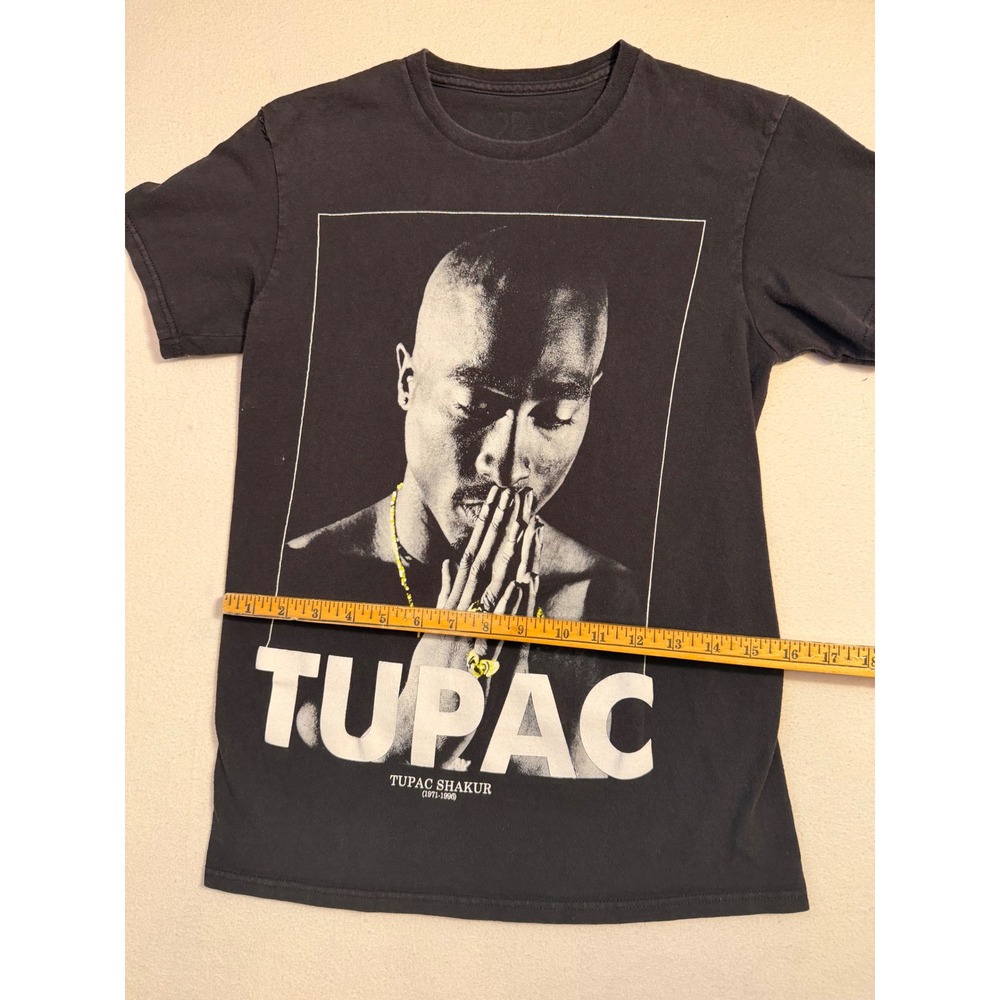 Tupac Shakur Graphic T-Shirt Black 71 Back Print Hip Hop Rap Tee Womens Small - Picture 2 of 4